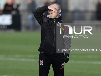 Darlington Assistant Manager Terry Mitchell is present during the Isuzu FA Trophy Second round match between Darlington and Buxton at Blackw...