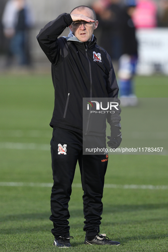 Darlington Assistant Manager Terry Mitchell is present during the Isuzu FA Trophy Second round match between Darlington and Buxton at Blackw...