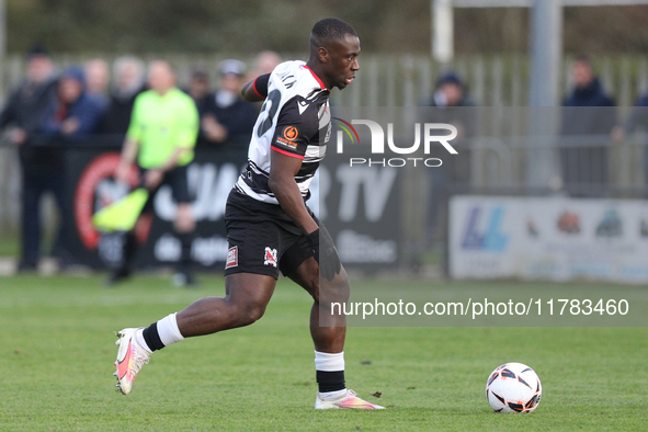 Cedric Main of Darlington participates in the Isuzu FA Trophy Second round match between Darlington and Buxton at Blackwell Meadows in Darli...