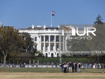 View of the White House in Washington DC after the US presidential elections and the win of Donald Trump and the Republican Party during a b...