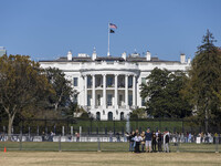 View of the White House in Washington DC after the US presidential elections and the win of Donald Trump and the Republican Party during a b...