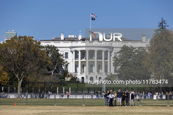 View of the White House in Washington DC after the US presidential elections and the win of Donald Trump and the Republican Party during a b...