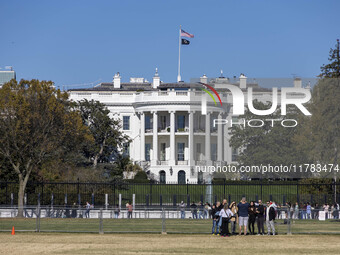 View of the White House in Washington DC after the US presidential elections and the win of Donald Trump and the Republican Party during a b...