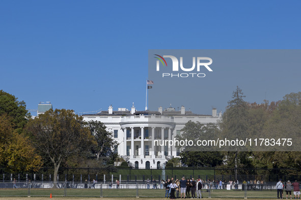 View of the White House in Washington DC after the US presidential elections and the win of Donald Trump and the Republican Party during a b...