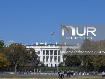 View of the White House in Washington DC after the US presidential elections and the win of Donald Trump and the Republican Party during a b...