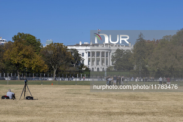 View of the White House in Washington DC after the US presidential elections and the win of Donald Trump and the Republican Party during a b...