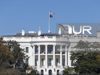 View of the White House in Washington DC after the US presidential elections and the win of Donald Trump and the Republican Party during a b...