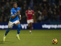 Tayo Adaramola #33 of Stockport County F.C. is in action during the Sky Bet League 1 match between Stockport County and Wrexham at the Edgel...