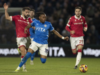 Tayo Adaramola #33 of Stockport County F.C. is in action during the Sky Bet League 1 match between Stockport County and Wrexham at the Edgel...