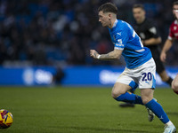 Louie Barry, number 20 of Stockport County F.C., participates in the Sky Bet League 1 match between Stockport County and Wrexham at Edgeley...