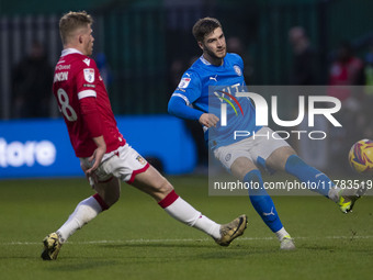 During the Sky Bet League 1 match between Stockport County and Wrexham at the Edgeley Park Stadium in Stockport, England, on November 16, 20...