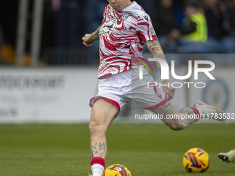 James McClean #7 of Wrexham A.F.C. warms up during the Sky Bet League 1 match between Stockport County and Wrexham at the Edgeley Park Stadi...