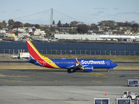 Southwest Airlines Boeing 737 MAX 8 airplane with registration tail number N8838Q spotted taxiing in LaGuardia Airport. Southwest Airlines C...