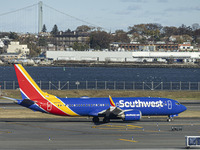 Southwest Airlines Boeing 737 MAX 8 airplane with registration tail number N8838Q spotted taxiing in LaGuardia Airport. Southwest Airlines C...