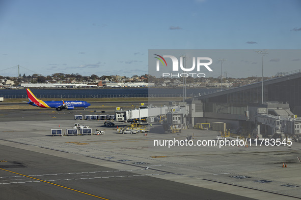 Southwest Airlines Boeing 737 MAX 8 airplane with registration tail number N8838Q spotted taxiing in LaGuardia Airport. Southwest Airlines C...