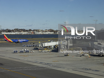 Southwest Airlines Boeing 737 MAX 8 airplane with registration tail number N8838Q spotted taxiing in LaGuardia Airport. Southwest Airlines C...