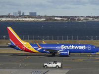 Southwest Airlines Boeing 737 MAX 8 airplane with registration tail number N8746Q spotted taxiing in LaGuardia Airport. Southwest Airlines C...