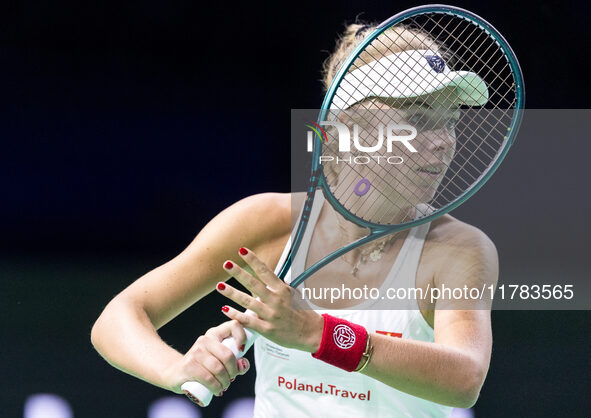 Magdalena Frech  during Billie Jean King Cup Finals match Poland vs Czechia in Malaga Spain on 16 November 2024. 