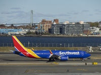 Southwest Airlines Boeing 737 MAX 8 airplane with registration tail number N8746Q spotted taxiing in LaGuardia Airport. Southwest Airlines C...