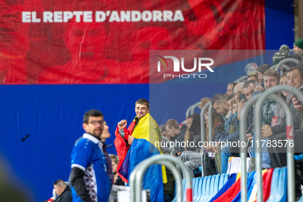 Moldova fans attend the UEFA Nations League 2024 - League phase - Matchday 4 match between Andorra and Moldova at Estadi Nacional d'Andorra...