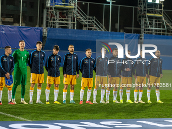 Moldova players form a formation during the UEFA Nations League 2024 - League phase - Matchday 4 match between Andorra and Moldova at Estadi...