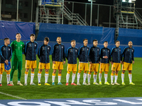 Moldova players form a formation during the UEFA Nations League 2024 - League phase - Matchday 4 match between Andorra and Moldova at Estadi...