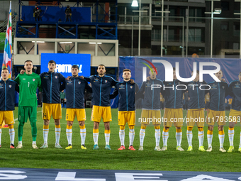 Moldova players form a formation during the UEFA Nations League 2024 - League phase - Matchday 4 match between Andorra and Moldova at Estadi...