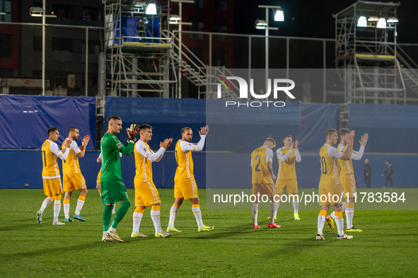 Moldova players form a formation during the UEFA Nations League 2024 - League phase - Matchday 4 match between Andorra and Moldova at Estadi...