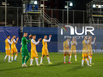 Moldova players form a formation during the UEFA Nations League 2024 - League phase - Matchday 4 match between Andorra and Moldova at Estadi...