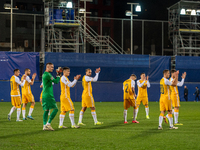 Moldova players form a formation during the UEFA Nations League 2024 - League phase - Matchday 4 match between Andorra and Moldova at Estadi...