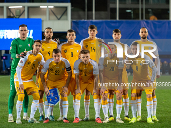 Moldova players form a formation during the UEFA Nations League 2024 - League phase - Matchday 4 match between Andorra and Moldova at Estadi...