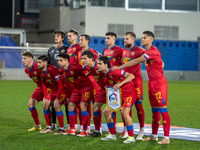 The Andorra players form during the UEFA Nations League 2024 - League phase - Matchday 4 match between Andorra and Moldova at Estadi Naciona...