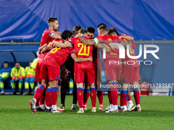 The Andorra players form during the UEFA Nations League 2024 - League phase - Matchday 4 match between Andorra and Moldova at Estadi Naciona...