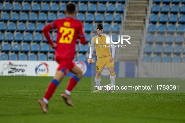 Victor Mudrac of Moldova is in action during the UEFA Nations League 2024 - League phase - Matchday 4 match between Andorra and Moldova at E...