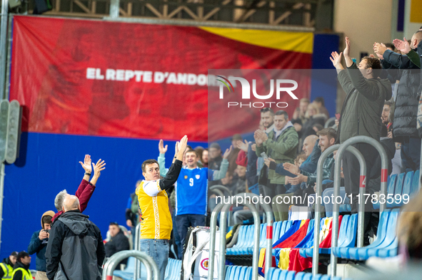 Moldova fans attend the UEFA Nations League 2024 - League phase - Matchday 4 match between Andorra and Moldova at Estadi Nacional d'Andorra...