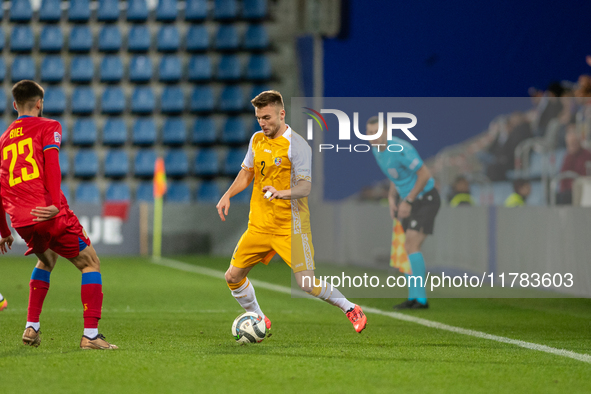 Oleg Reabciuk of Moldova is in action during the UEFA Nations League 2024 - League phase - Matchday 4 match between Andorra and Moldova at E...