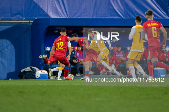 Players are in action during the UEFA Nations League 2024 - League phase - Matchday 4 match between Andorra and Moldova at Estadi Nacional d...