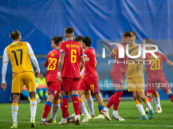 Players are in action during the UEFA Nations League 2024 - League phase - Matchday 4 match between Andorra and Moldova at Estadi Nacional d...