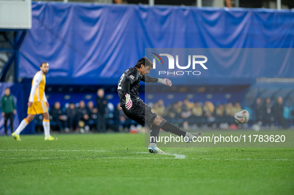 Iker Alvarez of Andorra is in action during the UEFA Nations League 2024 - League phase - Matchday 4 match between Andorra and Moldova at Es...