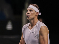 Rafael Nadal of Spain participates in a training session in preparation for the Davis Cup tie against the Netherlands at Palacio de los Depo...