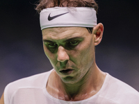 Rafael Nadal of Spain participates in a training session in preparation for the Davis Cup tie against the Netherlands at Palacio de los Depo...