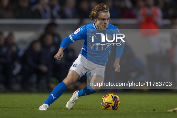 Lewis Bate #4 of Stockport County F.C. participates in the Sky Bet League 1 match between Stockport County and Wrexham at the Edgeley Park S...