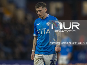 Louie Barry, number 20 of Stockport County F.C., participates in the Sky Bet League 1 match between Stockport County and Wrexham at Edgeley...