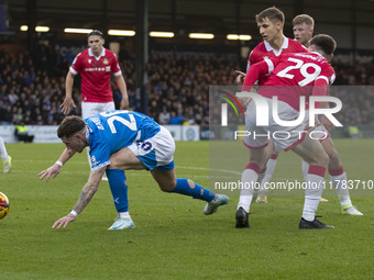 Louie Barry, number 20 of Stockport County F.C., is in action during the Sky Bet League 1 match between Stockport County and Wrexham at Edge...