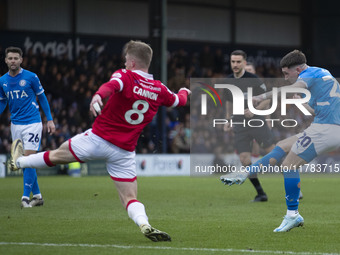 Louie Barry #20 of Stockport County F.C. scores a goal during the Sky Bet League 1 match between Stockport County and Wrexham at the Edgeley...