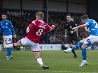 Louie Barry #20 of Stockport County F.C. scores a goal during the Sky Bet League 1 match between Stockport County and Wrexham at the Edgeley...