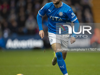 Ethan Pye #15 of Stockport County F.C. participates in the Sky Bet League 1 match between Stockport County and Wrexham at the Edgeley Park S...