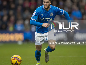 Ethan Pye #15 of Stockport County F.C. participates in the Sky Bet League 1 match between Stockport County and Wrexham at the Edgeley Park S...