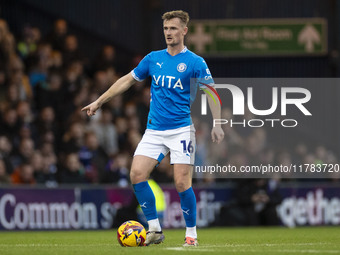 Callum Connolly #16 of Stockport County F.C. participates in the Sky Bet League 1 match between Stockport County and Wrexham at the Edgeley...