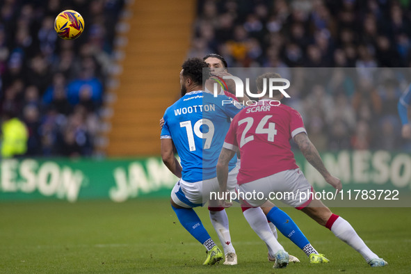 Kyle Wootton #19 of Stockport County F.C. is in action during the Sky Bet League 1 match between Stockport County and Wrexham at the Edgeley...